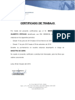Certificado de Trabajo Gilberto Garay
