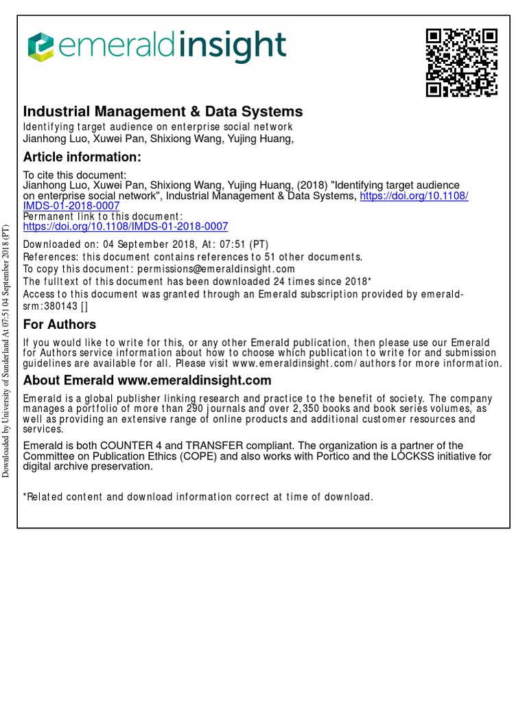 Identifying Target Audience On Enterprise Social Network PDF
