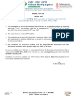 Subject: Rescheduling of The CUET (PG) - 2023 Examination For Candidates Who Could Not Be Accommodated in The Test Schedule From 5 To 17 June 2023