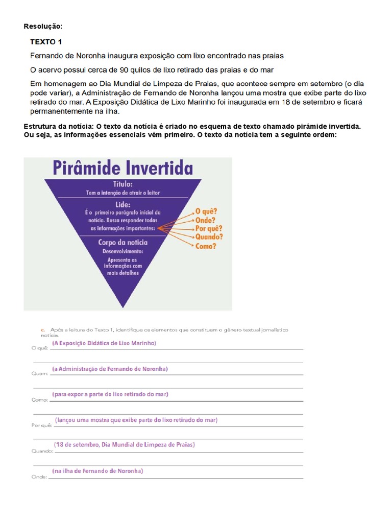 Estrutura da Notícia em Pirâmide Invertida | PDF