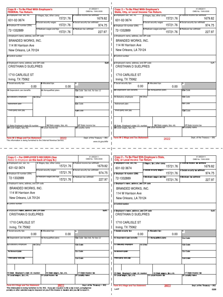 Notice To Employee WWW Irs.gov/efile PDF 401(K) Irs Tax Forms