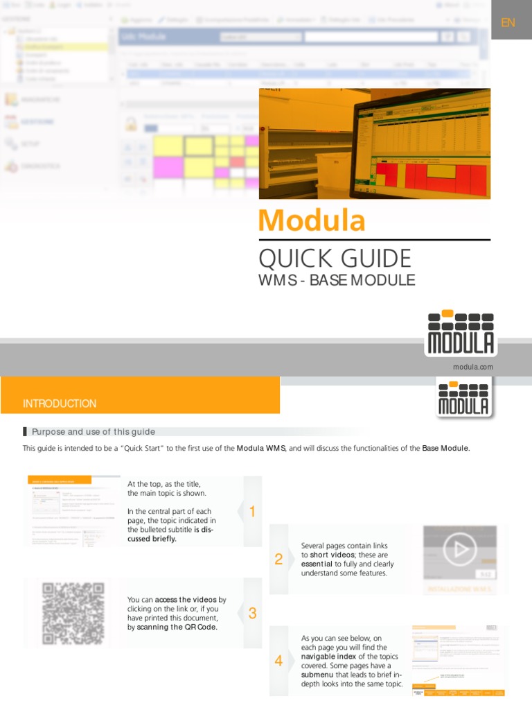 Modula WMS Quick Start Guide | PDF | Window (Computing) | Qr Code