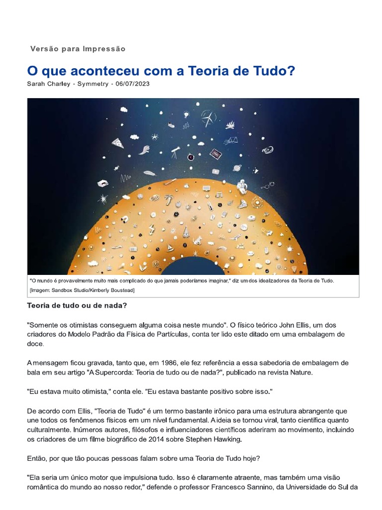 O Que Aconteceu Com A Teoria de Tudo? | PDF