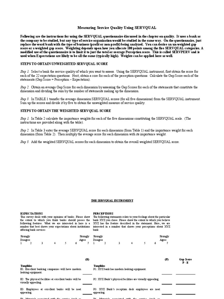 Measuring Service Quality Using SERVQUAL | PDF