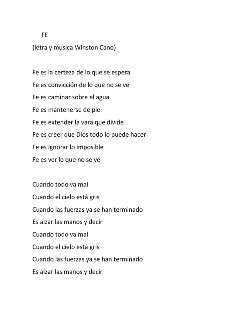 Cancion FE | PDF