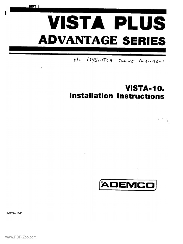 Ademco Vista 10a Installation Manual Australian | PDF