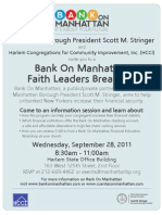 Bank On Manhattan Faith Leaders Breakfast Invite