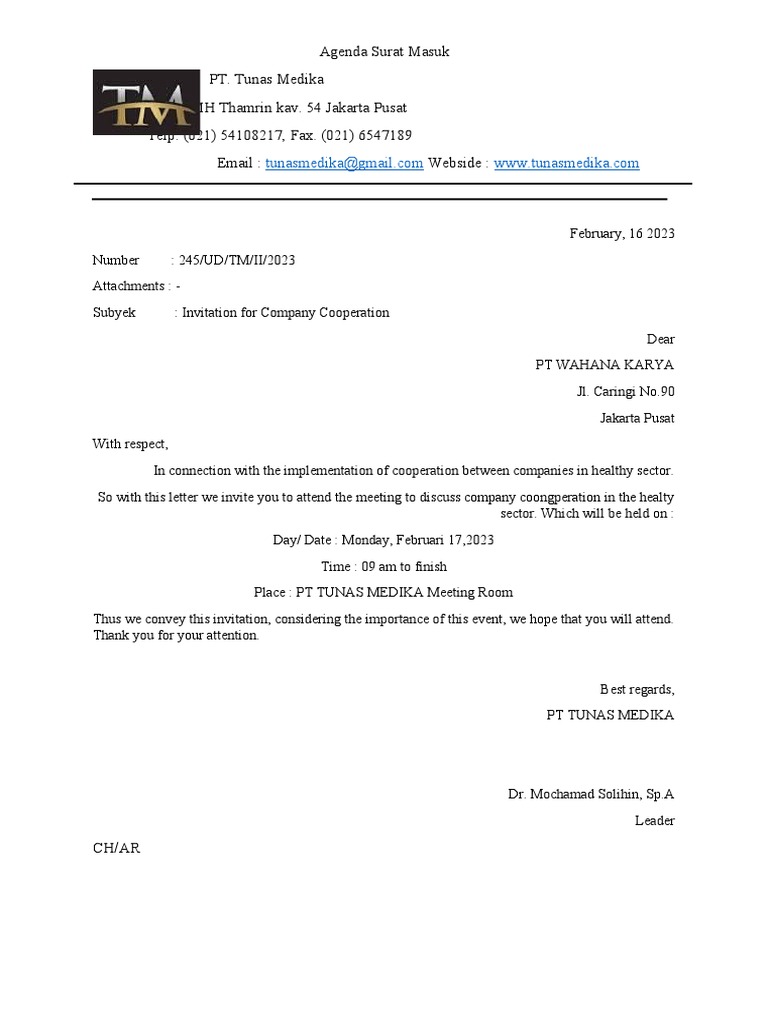Surat Undangan Dinas | PDF