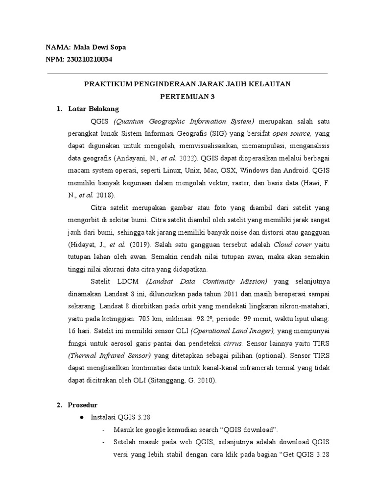 Laporan praktikum penginderaan jarak jauh kelautan instalasi qgis dan