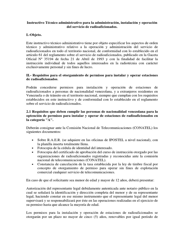 Instructivo t cnico administrativo para la administraci n conatel