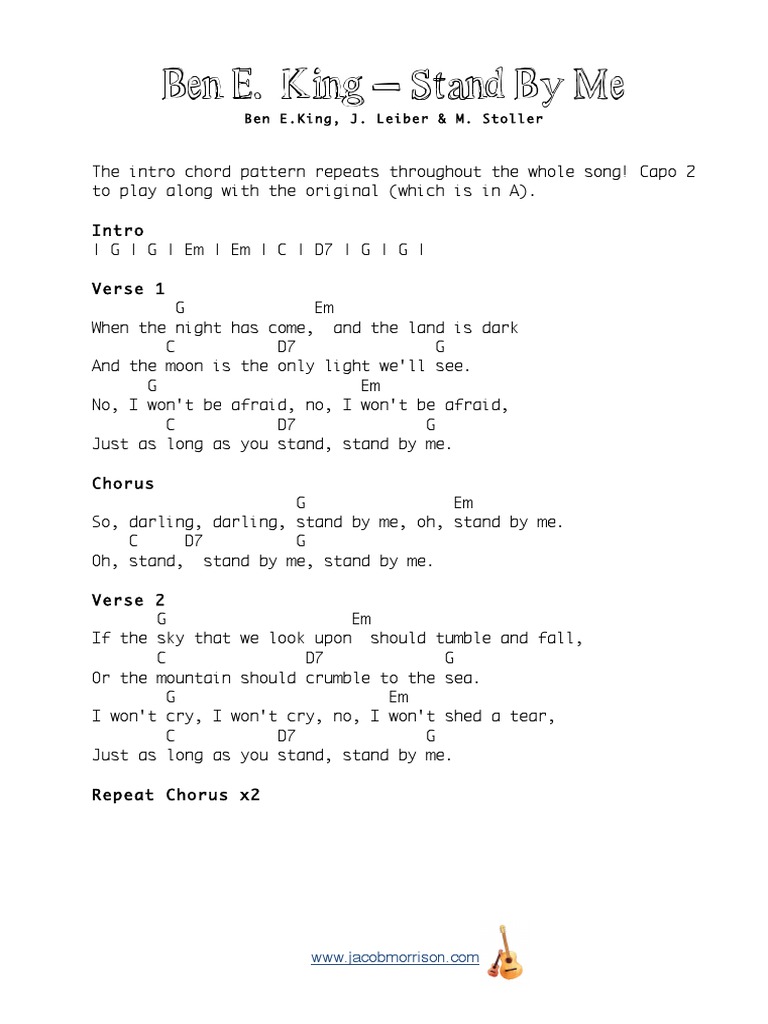 Ben E King Stand by Me in G PDF