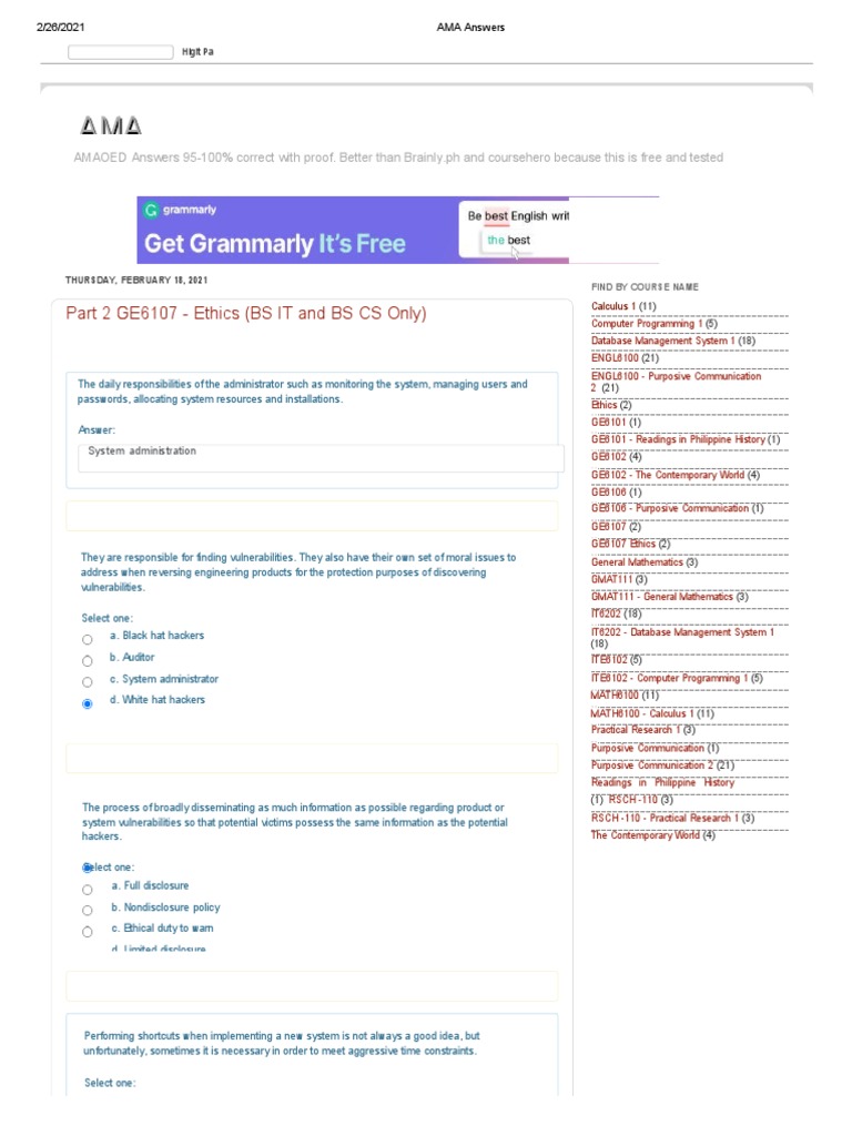 AmaAnswers For Free PDF