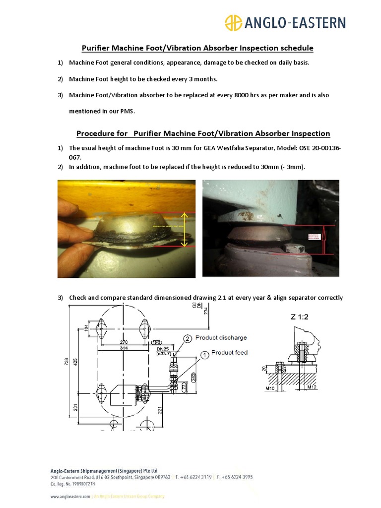 Purifier Machine Foot & Vibration Absorber Inspection | PDF