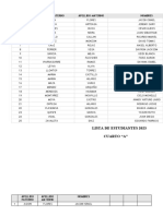 Lista de Estudiantes 2023 Cuarto "A": Item Apellido Paterno Apellido Materno Nombres