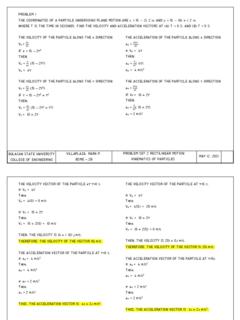 Rectilinear Motion Pdf