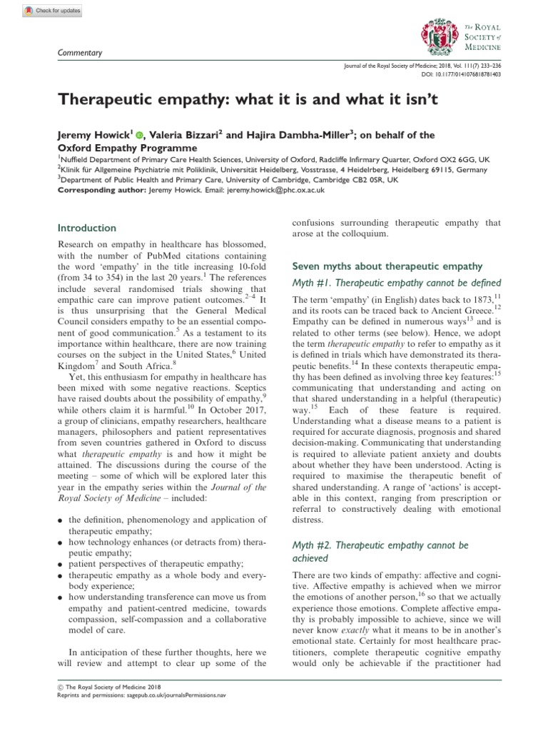 Empathy Pdf Empathy Physician