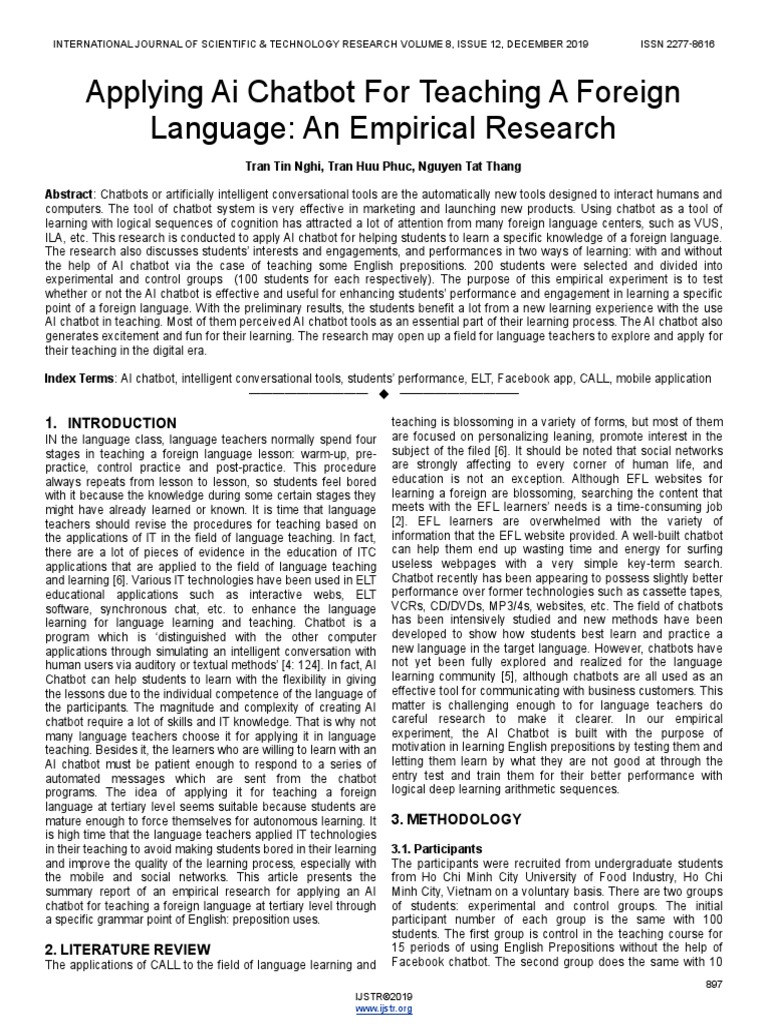 AI Chatbots in EFL Learning: An Empirical Study | PDF | Artificial ...