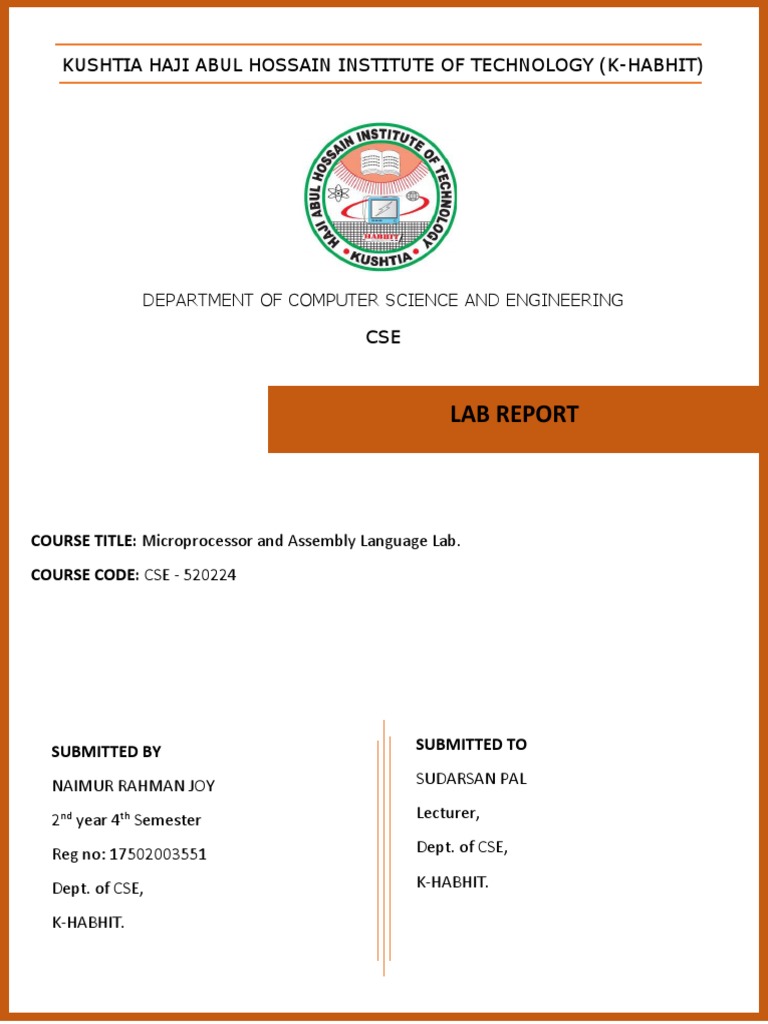 Lab Report: Kushtia Haji Abul Hossain Institute of Technology (K-Habhit ...