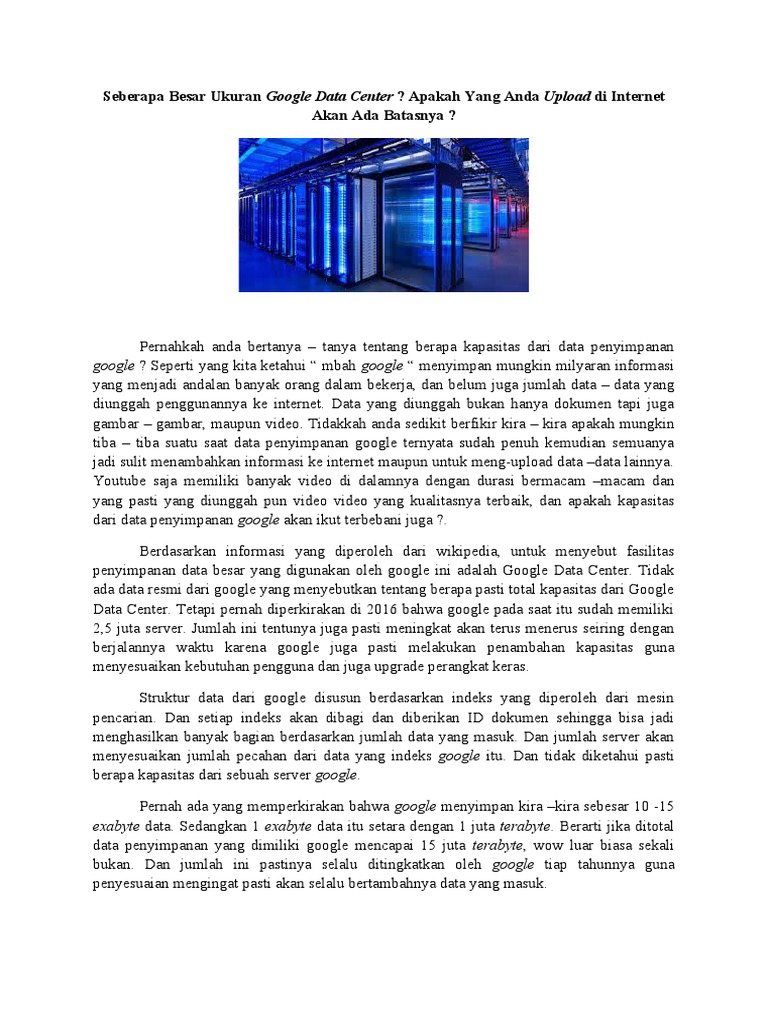 Seberapa besar ukuran google data center pdf