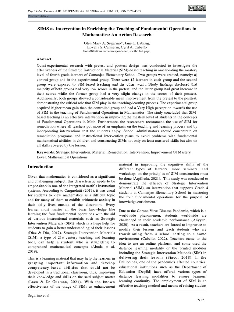 SIM-Based Teaching in Math Mastery | PDF | Teachers | Learning