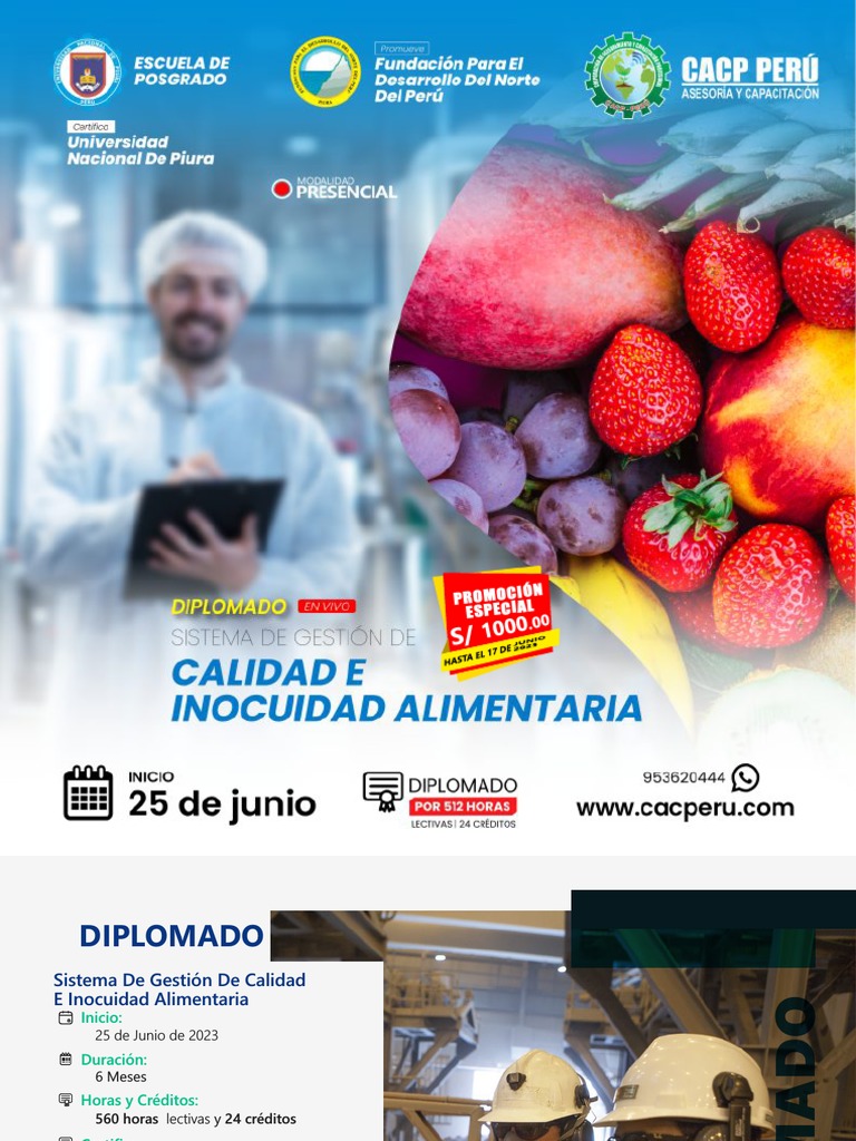 Diplomado en Calidad e Inocuidad Alimentaria | PDF | Análisis de Riesgo ...