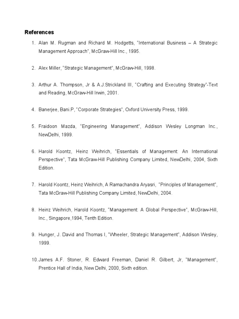 Key References for Management Texts | PDF | Strategic Management ...