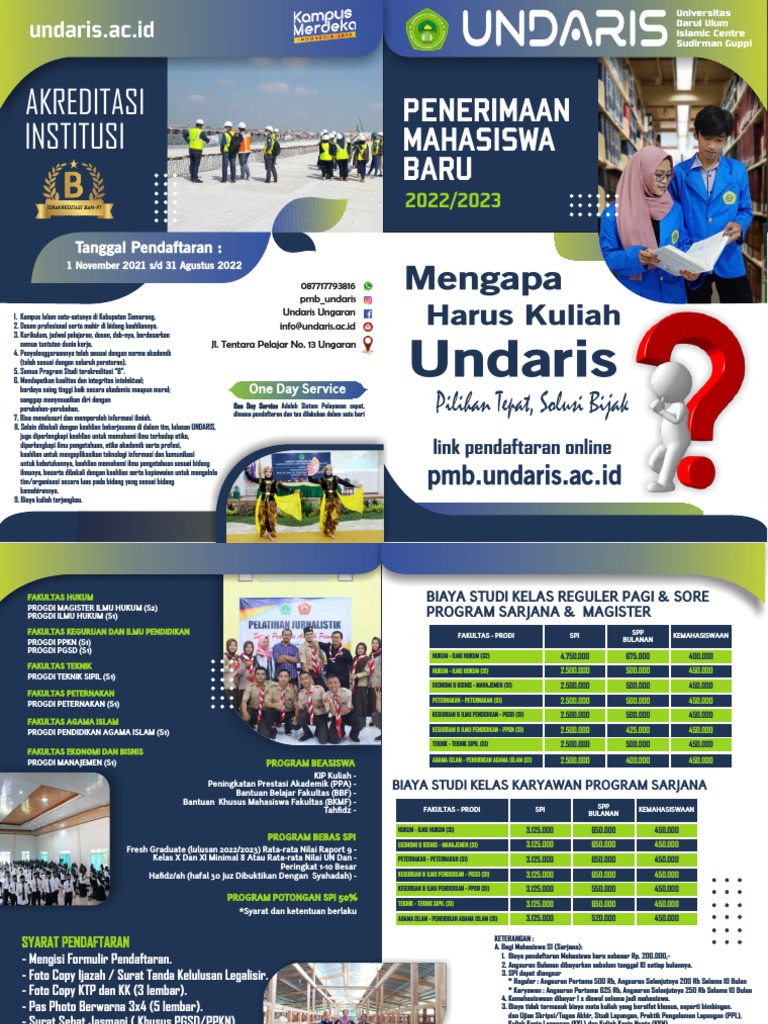 Pendaftaran Mahasiswa Baru UNDARIS 2022 | PDF