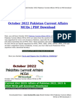 (Paid) October 2022 Pakistan Current Affairs MCQs in PDF Download