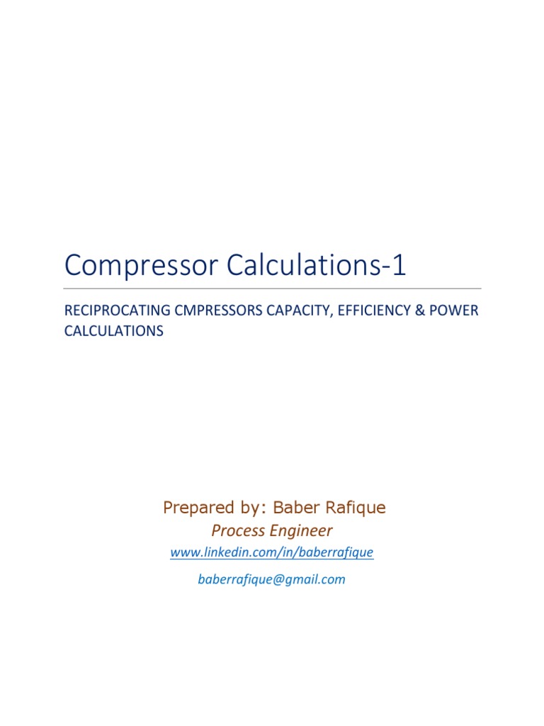 Reciprocating Compressor Calculations | PDF | Pump | Piston