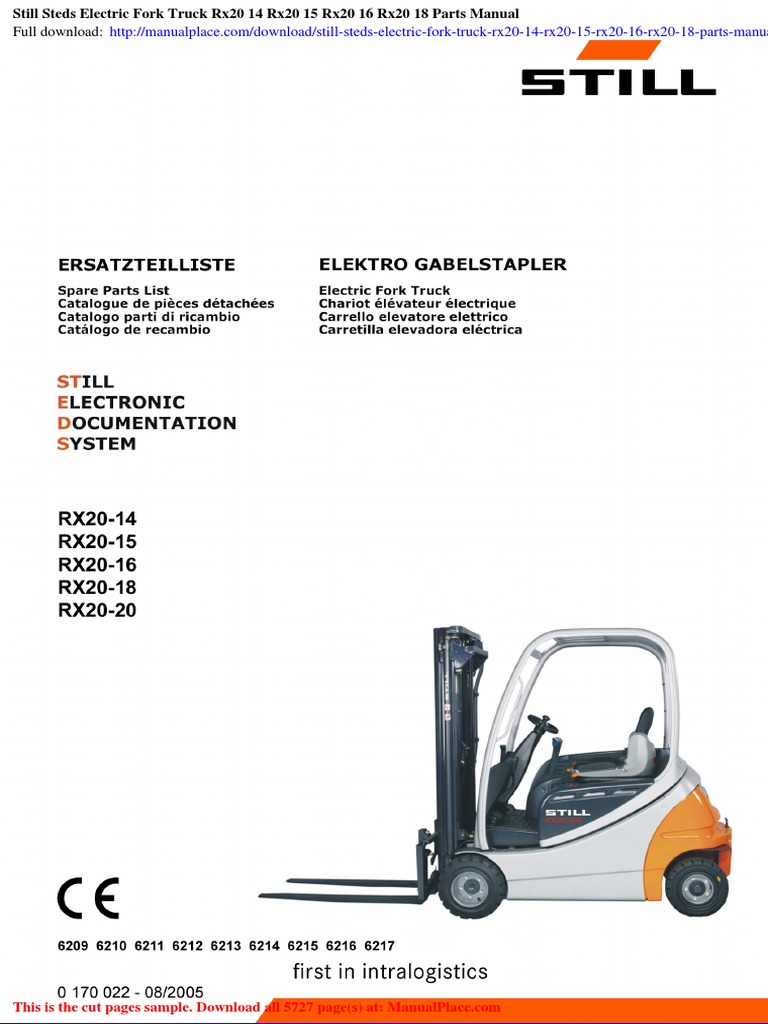 Still RX20 Electric Fork Truck Manual | PDF | Forklift | Truck