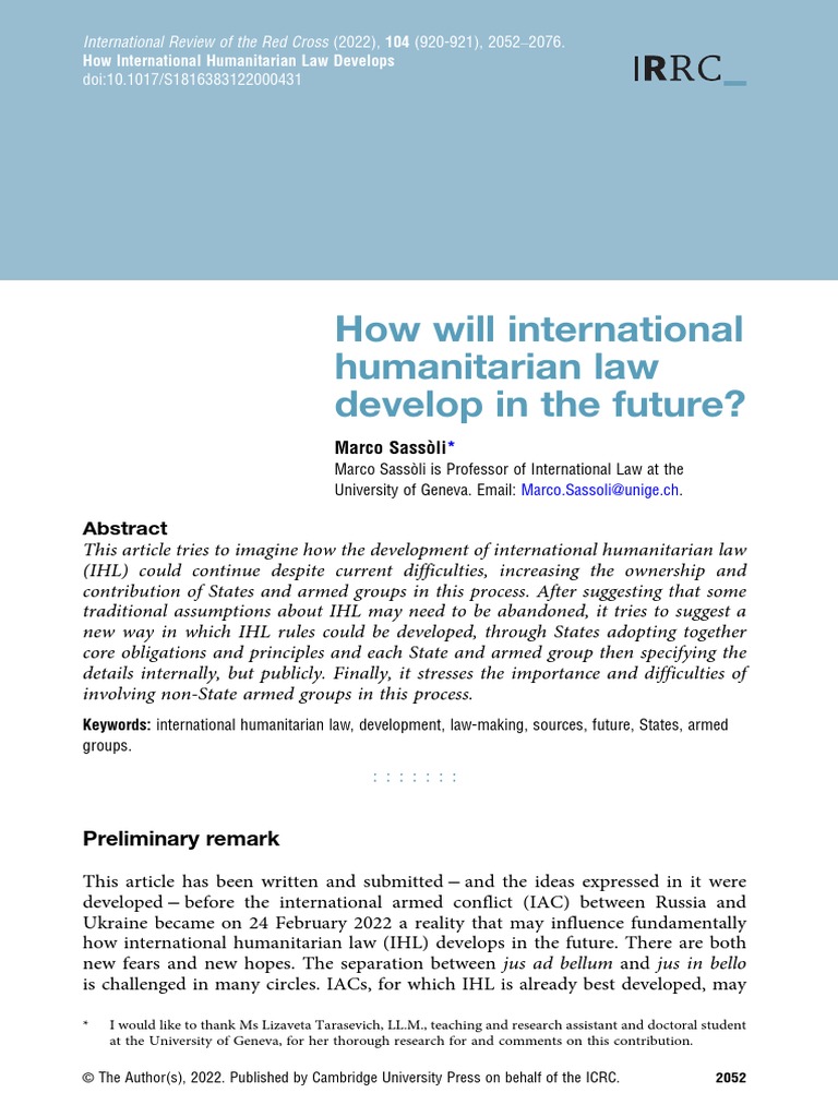 How Will International Humanitarian Law Develop in The Future 920 | PDF ...