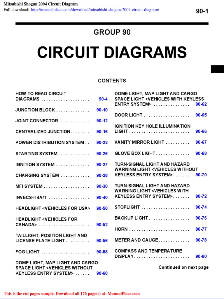 Mitsubishi Shogun 2004 Circuit Diagram | PDF