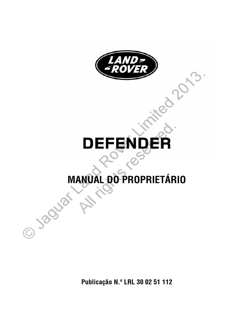 Land Rover Defender - Manual Do Proprietário - 2013 | PDF