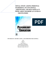 A Correlational Study Among Personal Accomplishment, Occupational Exhaustion, Skepticism, and Self-Efficacy Among Philippine Army Soldiers As COVID-19 Frontliners
