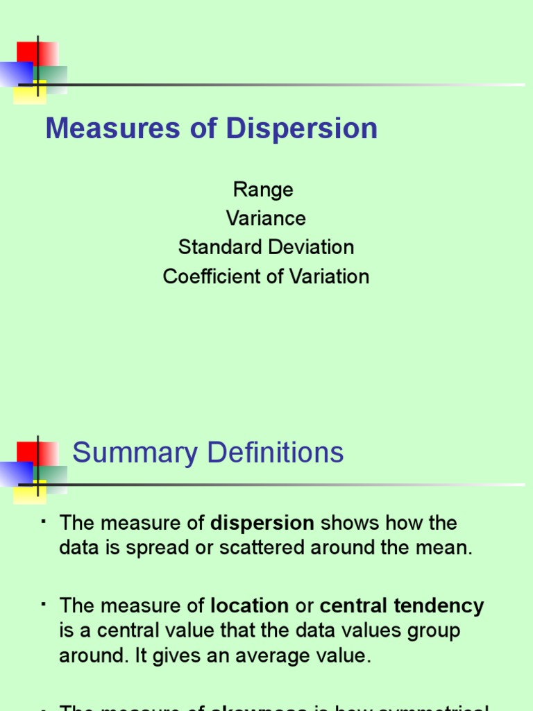 Measures of dispersion 1 download free pdf standard deviation