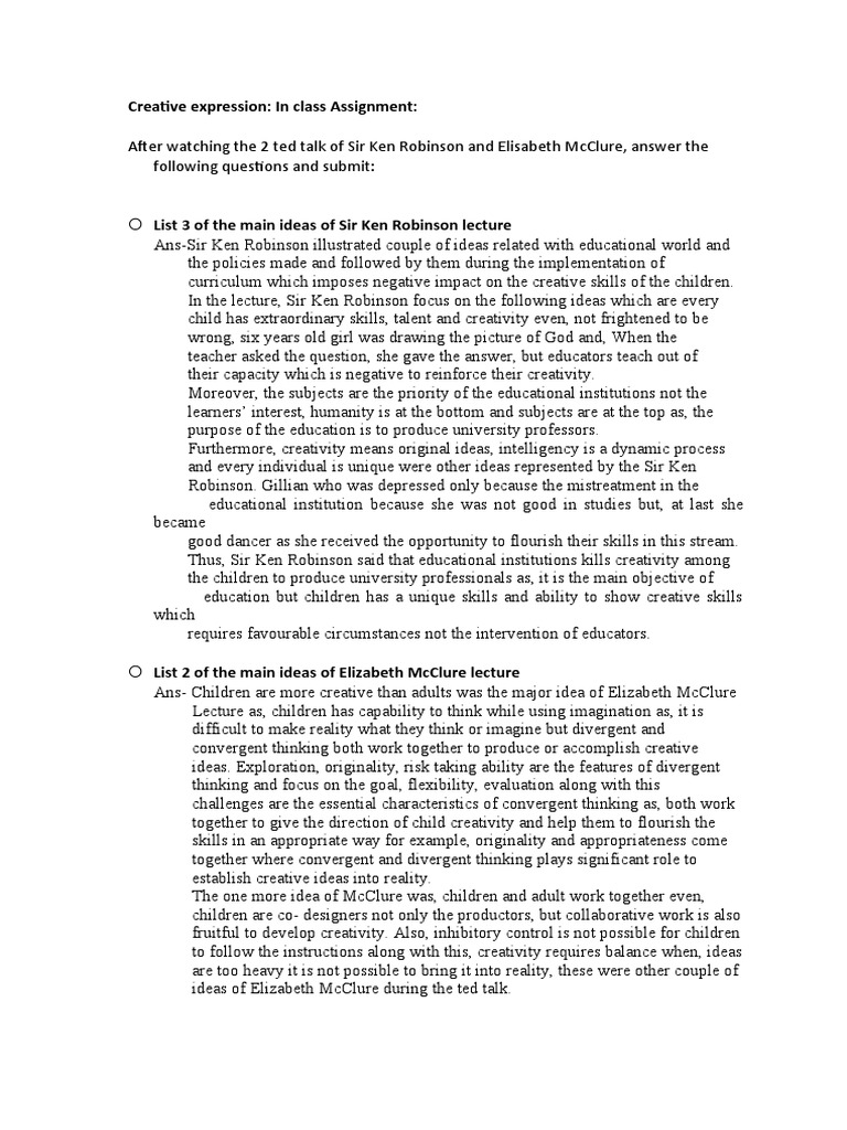 Creativity in Education: A Debate | PDF | Creativity | Cognition
