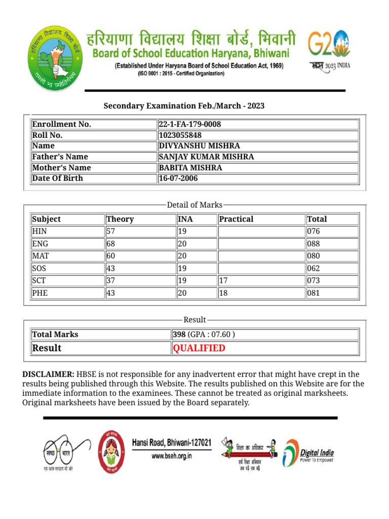 Result Bsehexam2017 In Xth Print Aspx Pdf