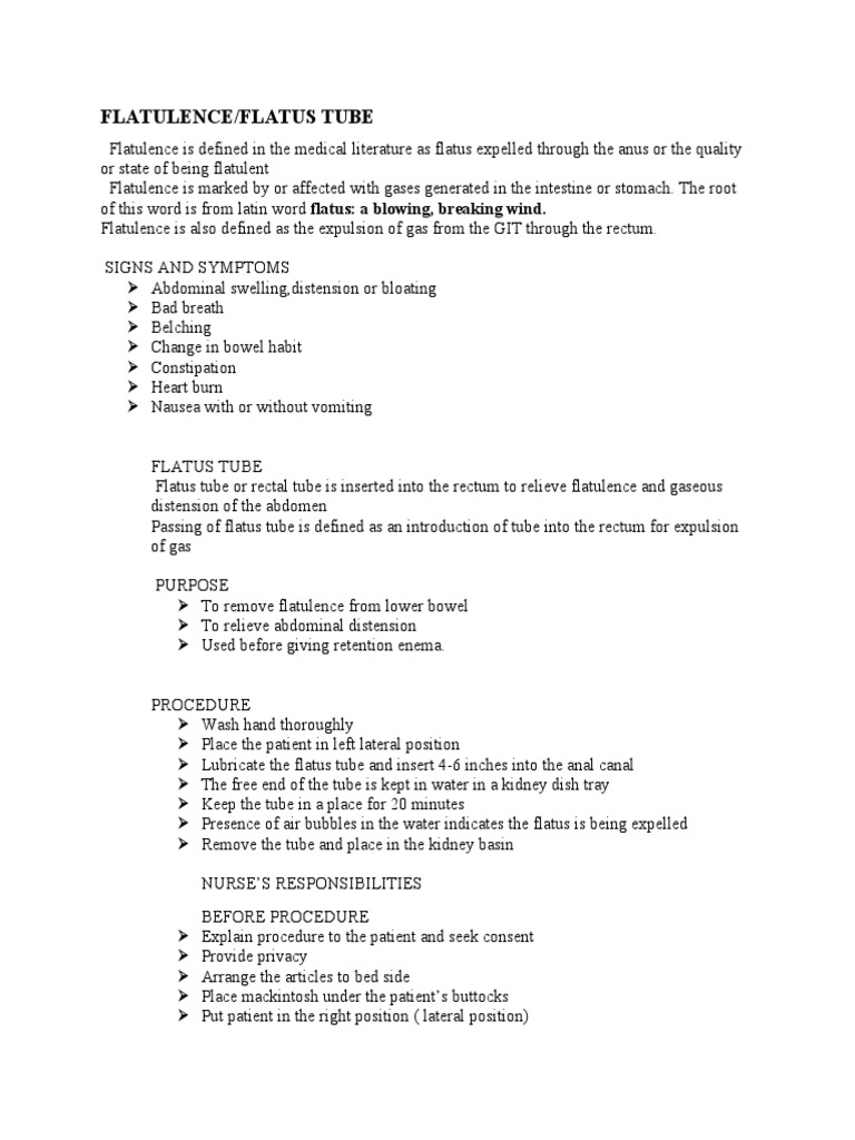 Flatulence Flatus Tube PDF