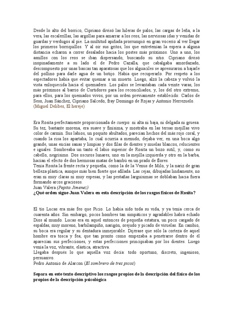 EJEMPLOS DE DESCRIPCIONES Ficción y literatura Prueba