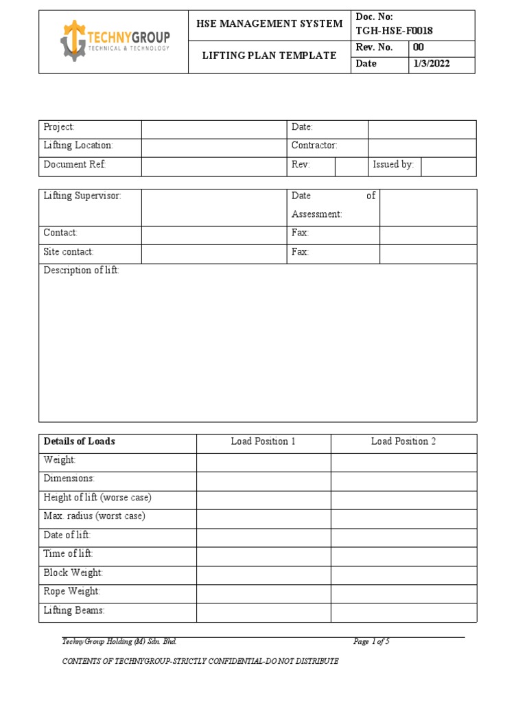 Lifting Plan Template for HSE Management | PDF | Crane (Machine ...