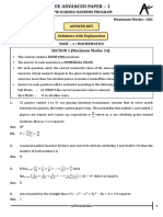 Answer Key & Solutions With Explanation, JEE Advanced Paper 1, Apni