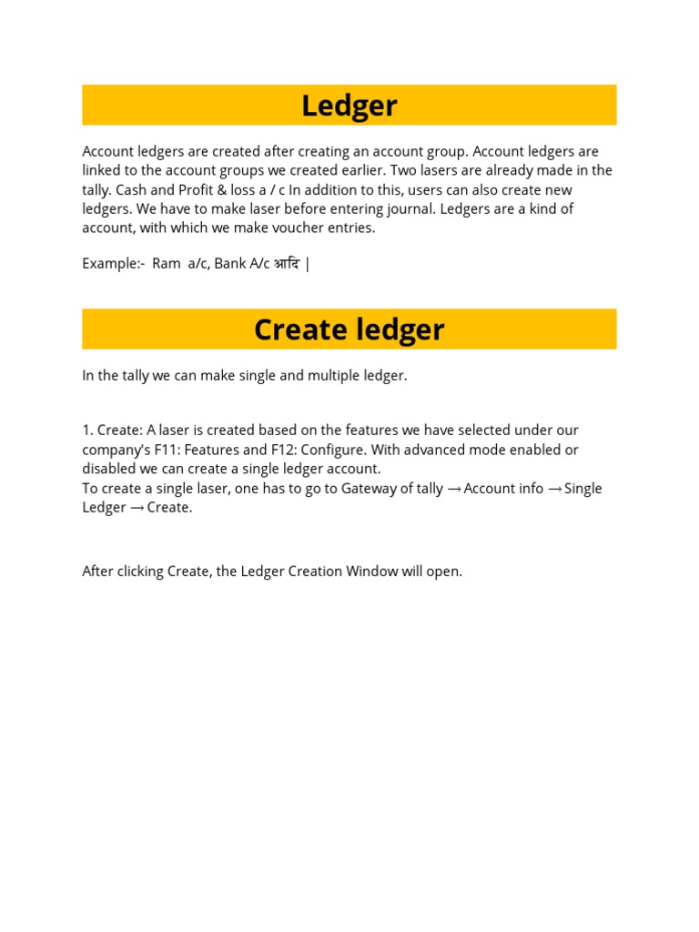 Create and Manage Tally Ledgers | PDF