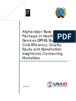 Afghanistan Basic Package of Health Services (BPHS) Study: Cost-Efficiency, Quality, Equity and Stakeholder Insights Into Contracting Modalities