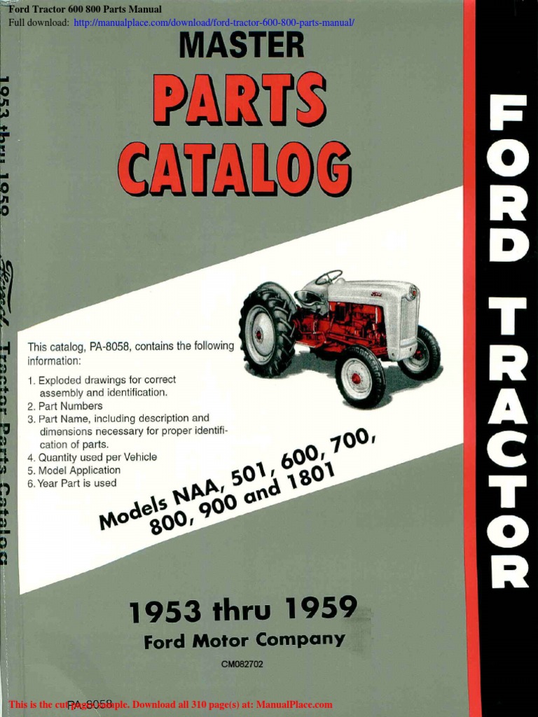 Ford Tractor 600 800 Parts Manual | PDF, image size:768x1024