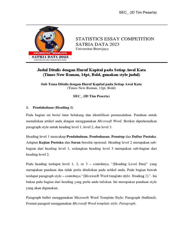 Panduan Essay Satria Data 2023 | PDF