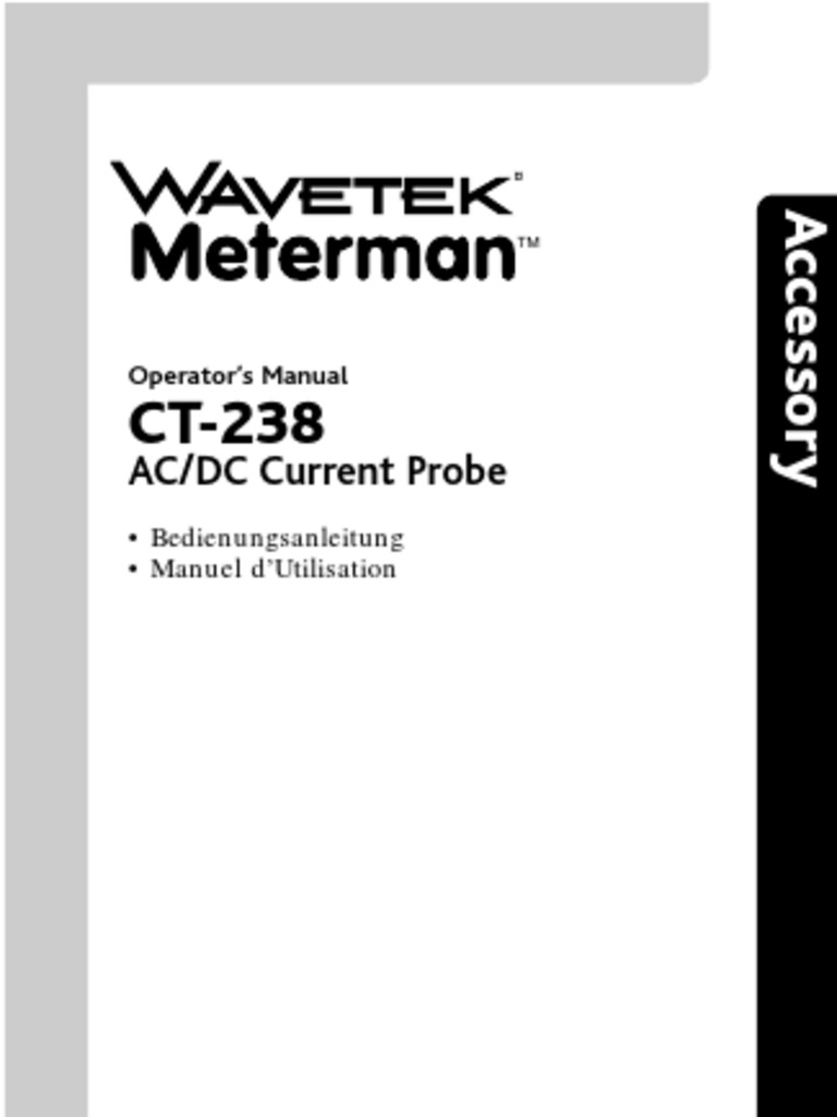 Wavetek Meterman Ac DC Current Probe Operators Manual PDF
