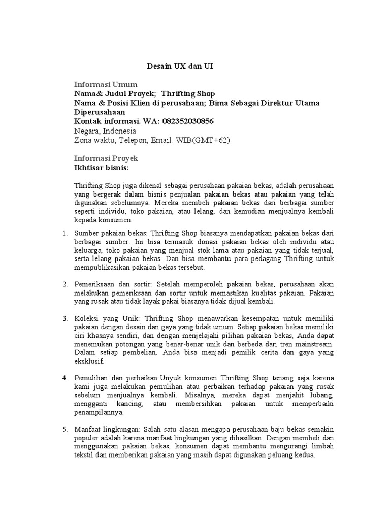 Template UX - UI Design Brief | PDF