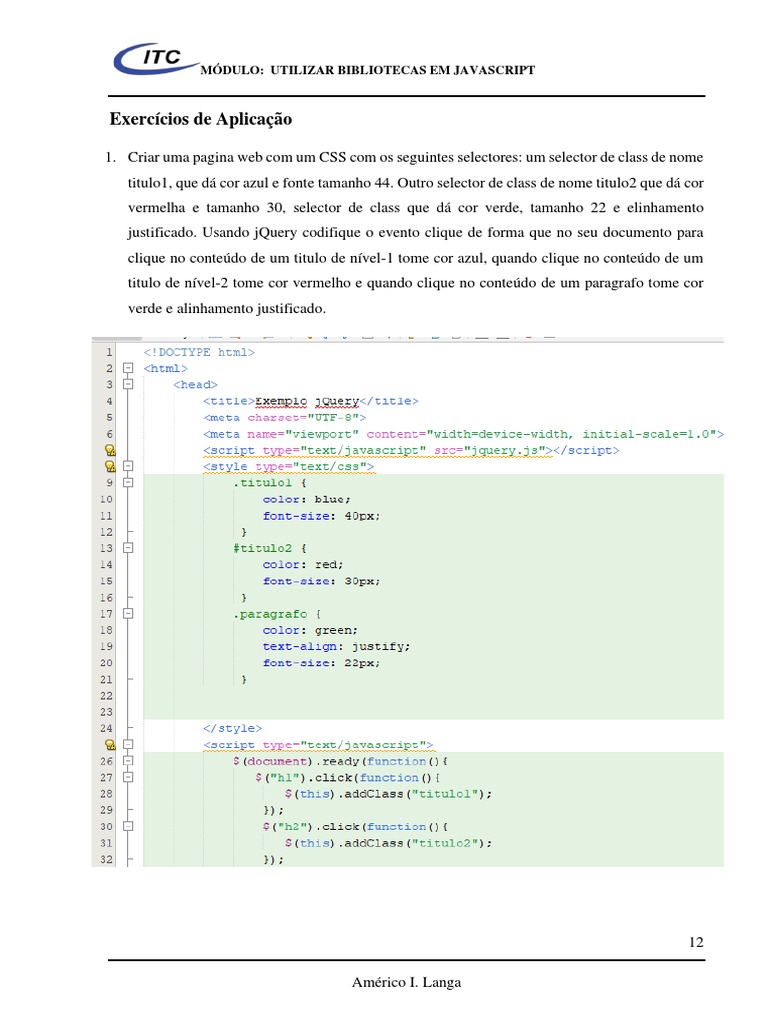 Exercícios de jQuery em JavaScript | PDF | Script Java | J Query