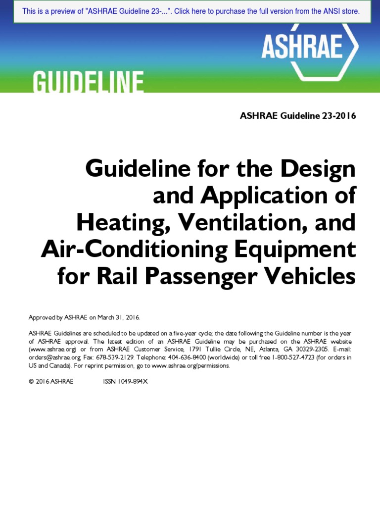 ASHRAE Guideline 23 for Rail HVAC Design | PDF | Sustainable ...