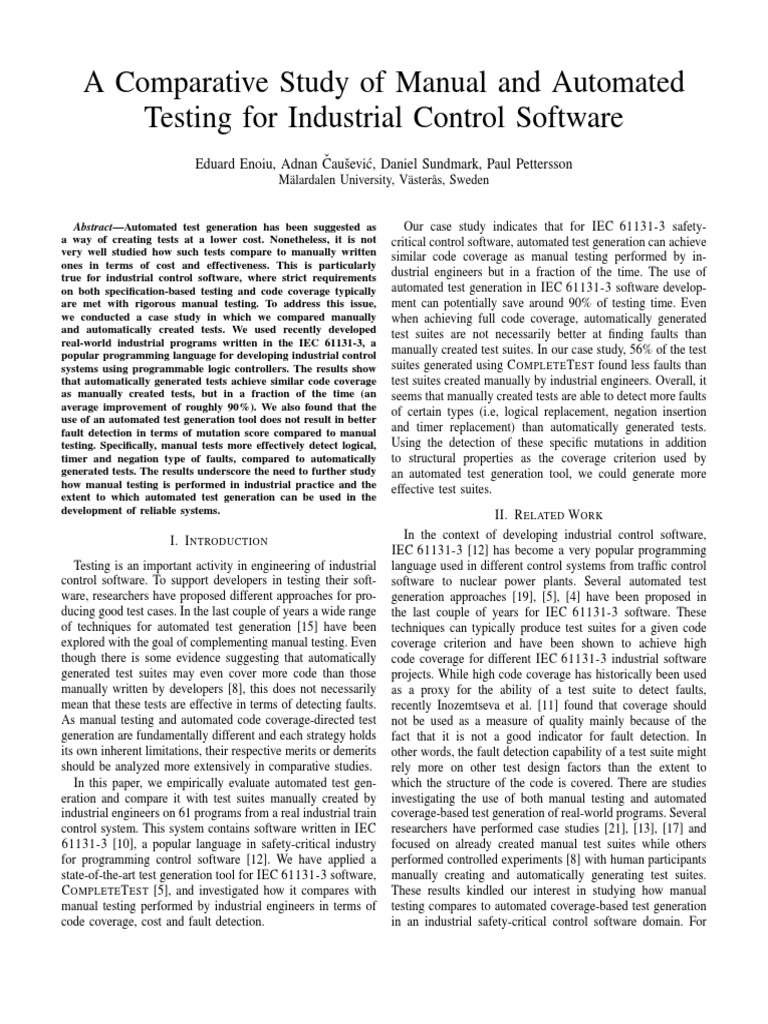 Manual vs Automated Testing in Control Software | PDF | Automation ...